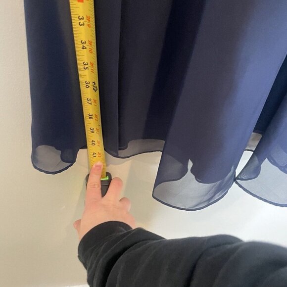 JS Collections Navy Nude Lace Belted Knee Length Formal Dress Short Sleeve Sz 6 - Picture 9 of 9